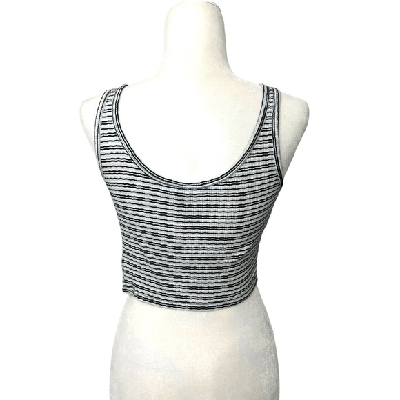 Topshop White With Black & Blue Stripes Sleeveless Crop Top - Size 4 - Picture 4 of 9